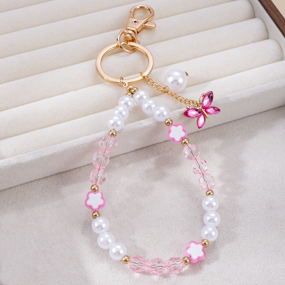 Wholesale Handmade Beaded Accessories English Letter Keychain