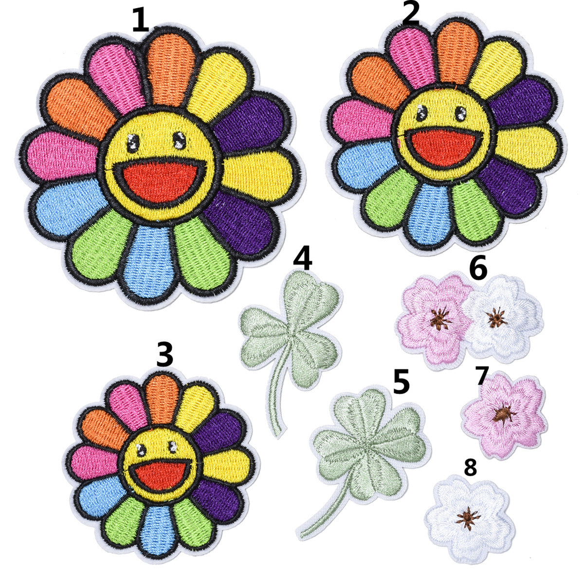 Wholesale Floral Embroidered Cloth Patches Set Of 8 For Clothing Decoration And DIY