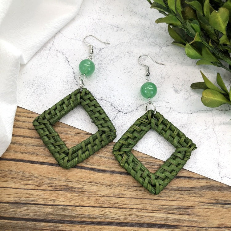 Wholesale Vintage Rattan Weaving Handmade Bohemian Earrings