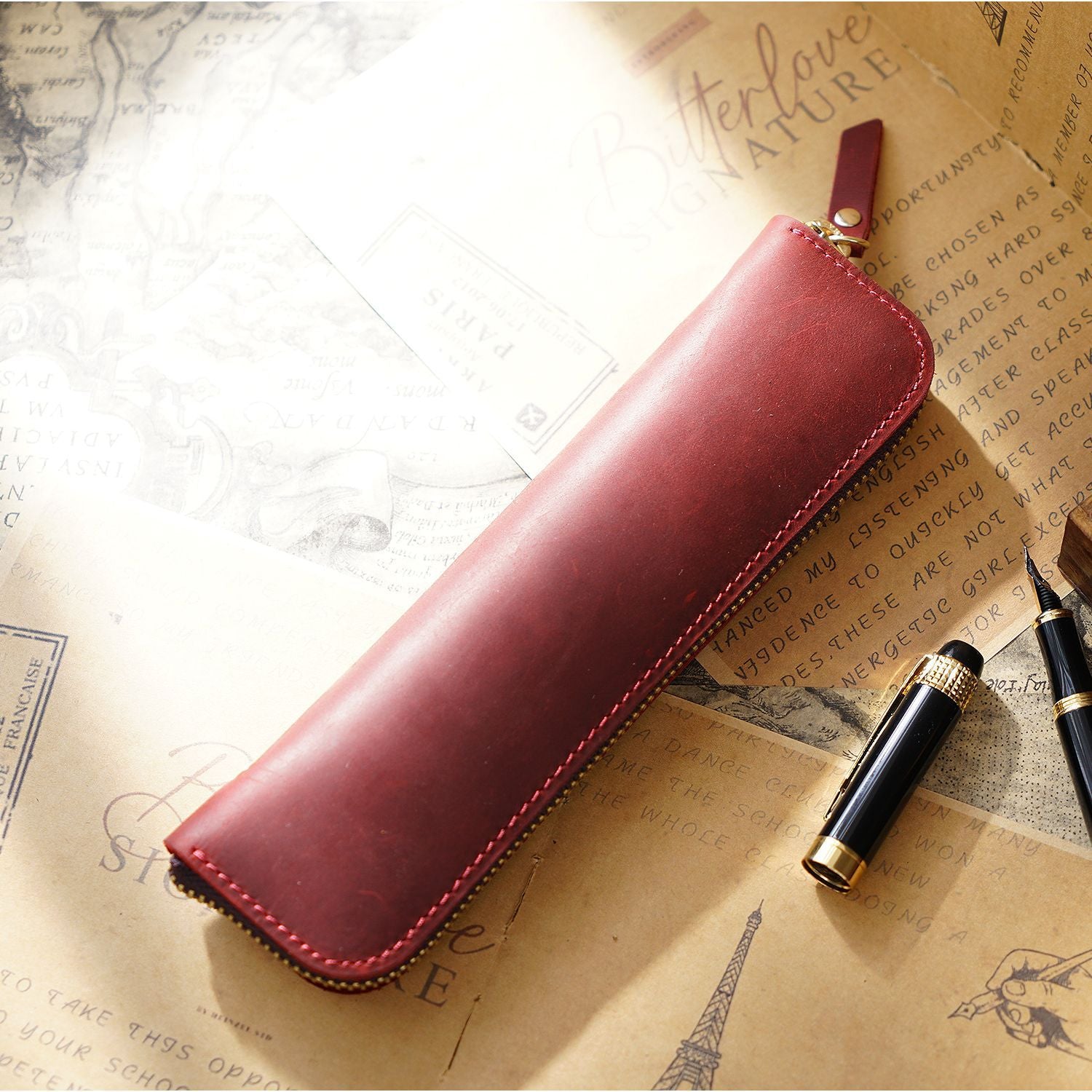 Wholesale Leather Zipper Zipper Mini Small Portable Simple Pen Bag