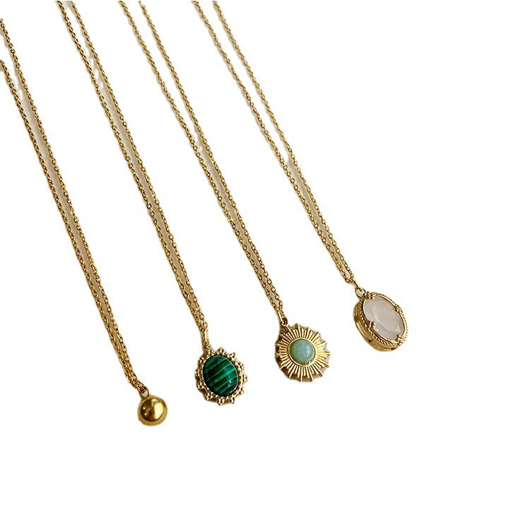 Wholesale Titanium Steel Non-fading Ball Oval Necklaces