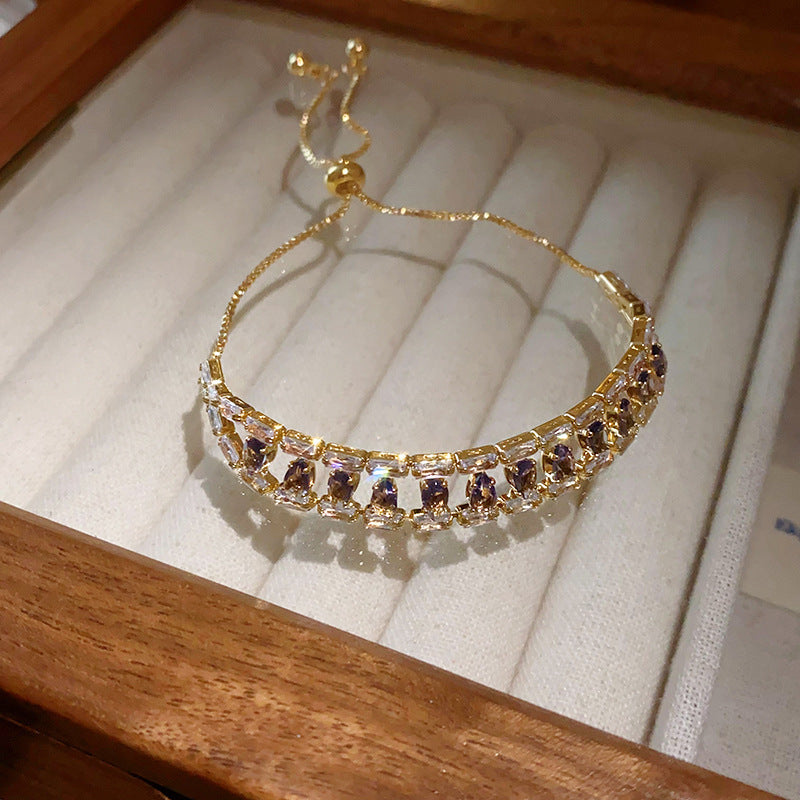 Wholesale Light Luxury Niche Exquisite High-end Pull-out Adjustable Zircon Bracelet