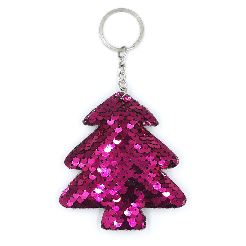 Wholesale Glitter Christmas Tree Reflective Bright Surface Rainbow Pine Keychains