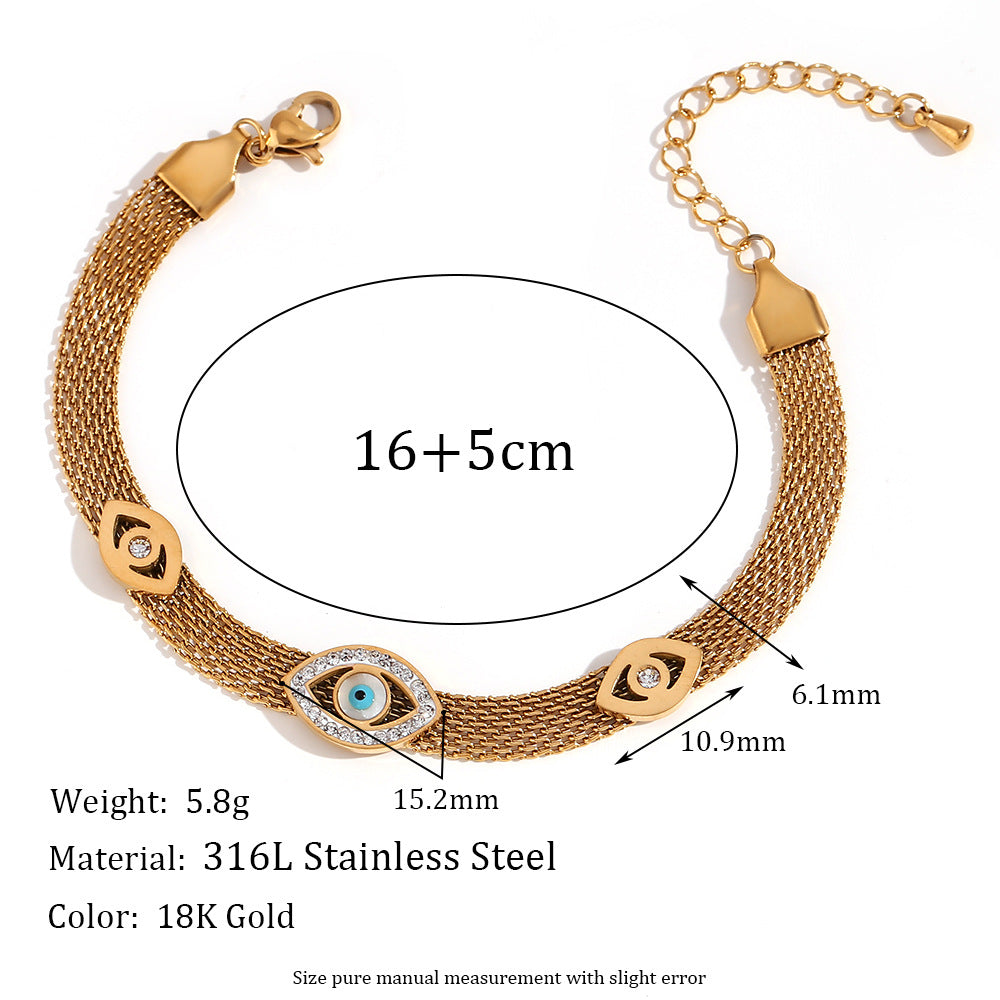 Wholesale Gold micro-inlaid natural stone devil's eye Stainless Steel Bracelets