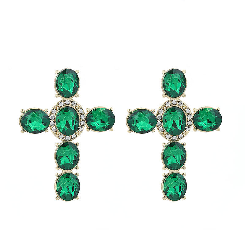 Wholesale Gute Alloy Diamond Cross Fashion Design Handmade Point Diamond Earrings