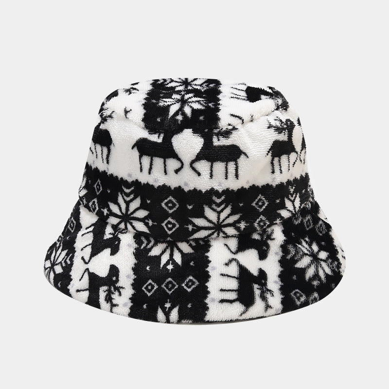 Wholesale Cotton Christmas Deer Pattern Bucket Hat