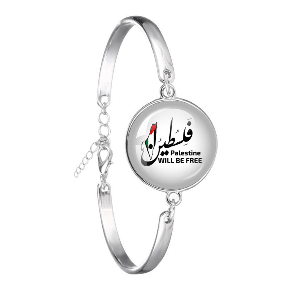 Wholesale Creative Flag Badge Pattern Time Gemstone Bracelet