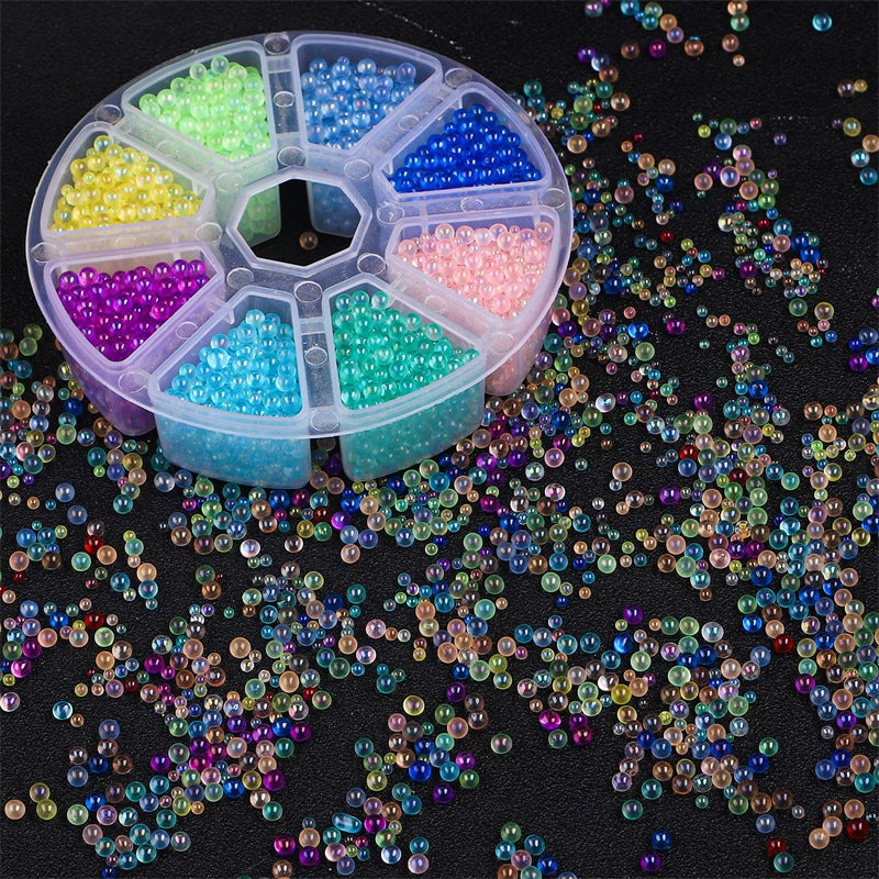 Wholesale 30g Non Porous Transparent Iridescent Glass Rice Beads