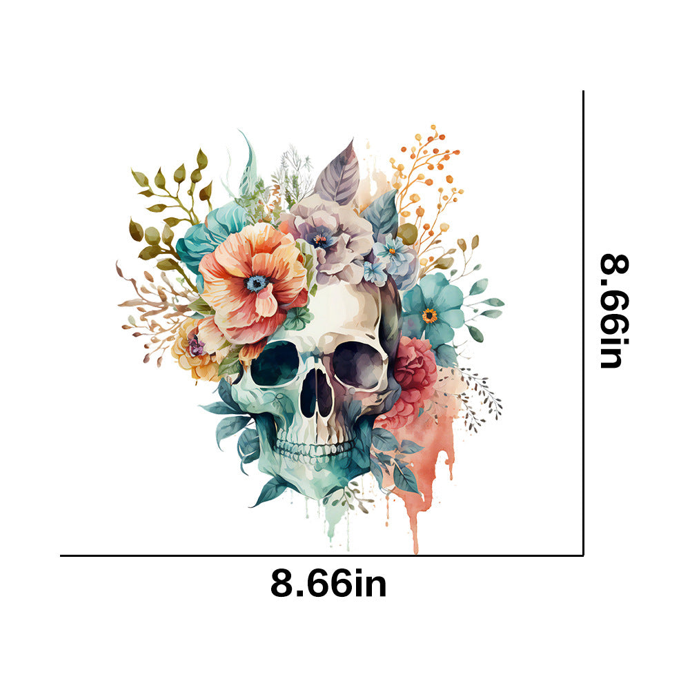 Wholesale 10pcs Colorful Flower Skull UV DTF Ready to Press Transfers Wraps