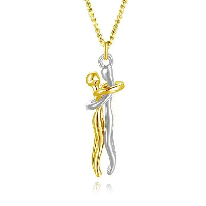 Wholesale  Stainless steel Couple Hug Pendant Necklace