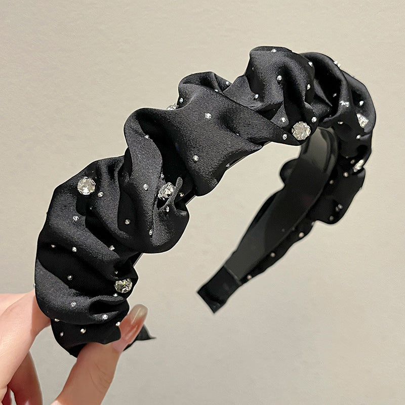 Wholesale Starry pleated headband French style rhinestone headband