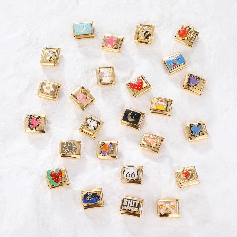 Wholesale  DIY Gold-bottom Light Luxury Creative Personalized Bracelet Charms