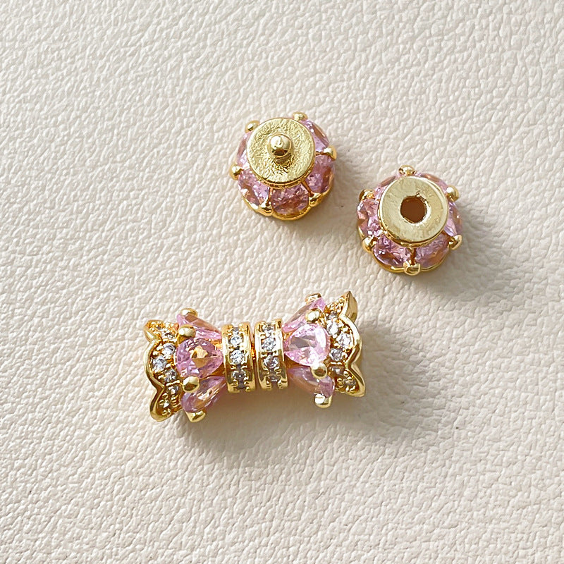 Wholesale Small Waist Screw Buckle 18k Color-retaining Real Gold Inlay Zirconium Pearl Buckle DIY Bracelet Material