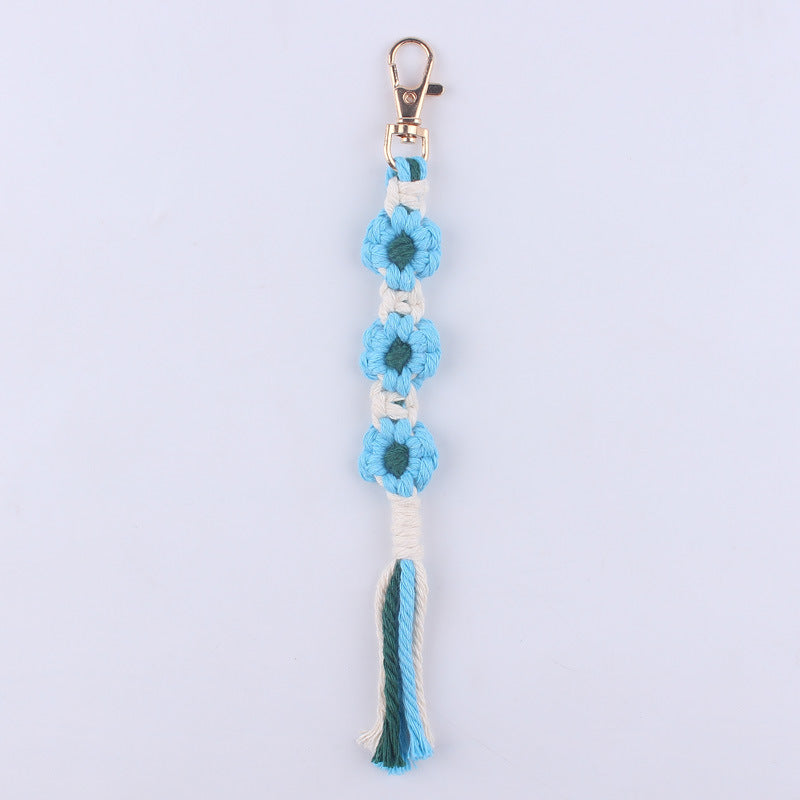 Wholesale Cotton Rope Handwoven Flower Keychain