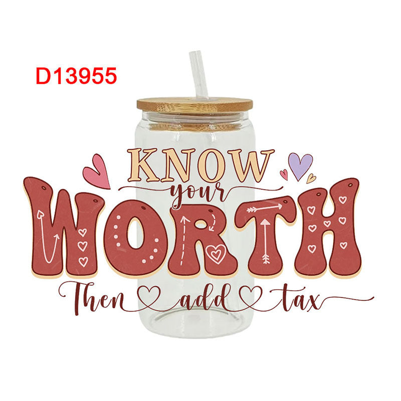 Wholesale English phrase series 16oz Cup UV DTF Wraps