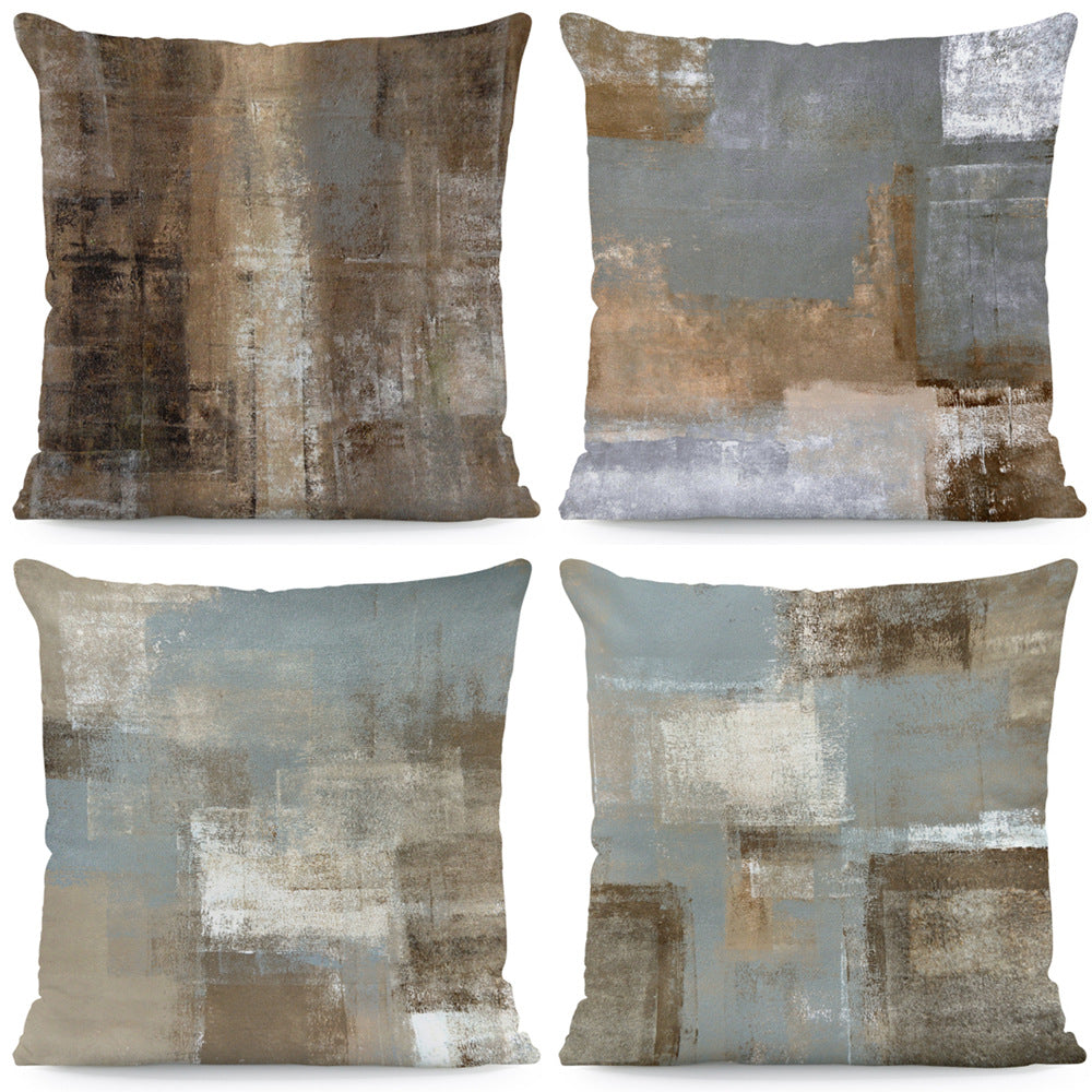 Wholesale Geometric Watercolor Printed Plush Pillowcases