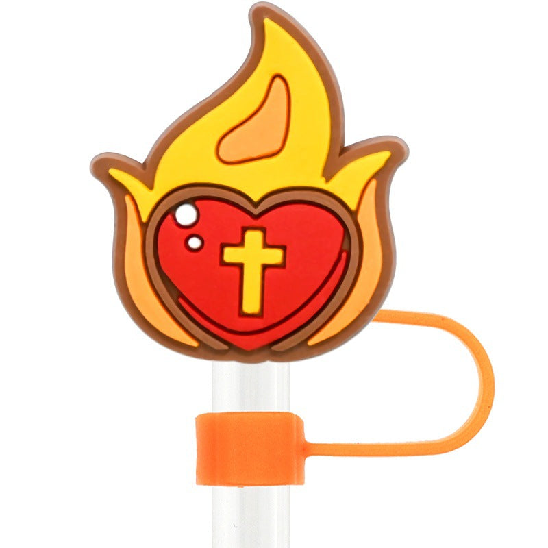 Wholesale Random 100pcs  Bible series water cup straw cap 10mm  cartoon Straw Cover