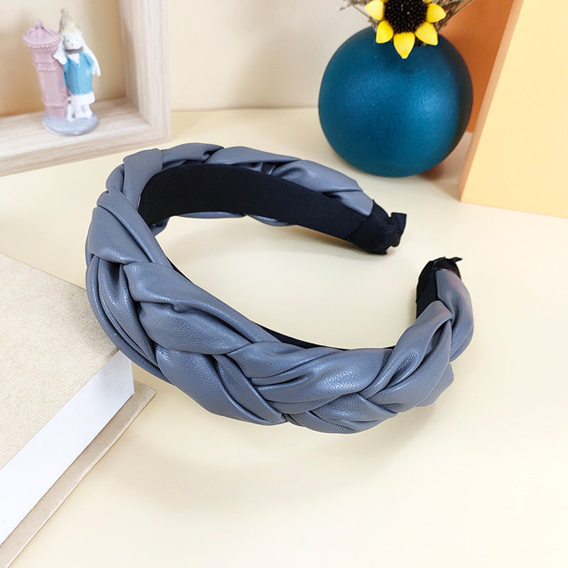 Wholesale PU leather braided braid headband hair pressing non-slip fashionable all-match headband