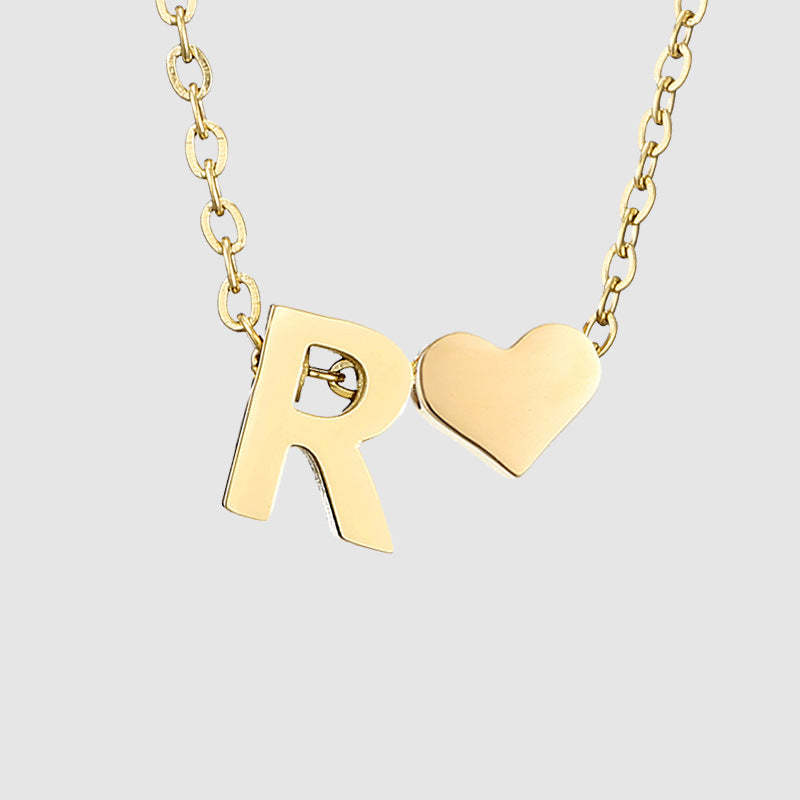 Wholesale Heart Letter Pendant Gold Plated Necklaces