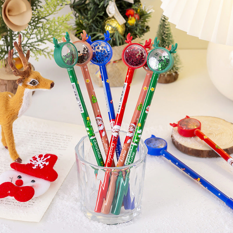 Wholesale Plastic Christmas Glitter Antler Creative Rollerball Pen