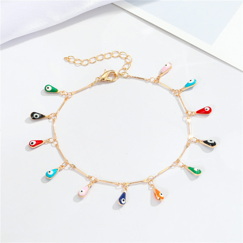 Wholesale Color Irregular Shape Peach Heart Round Drop Shape Alloy Anklets