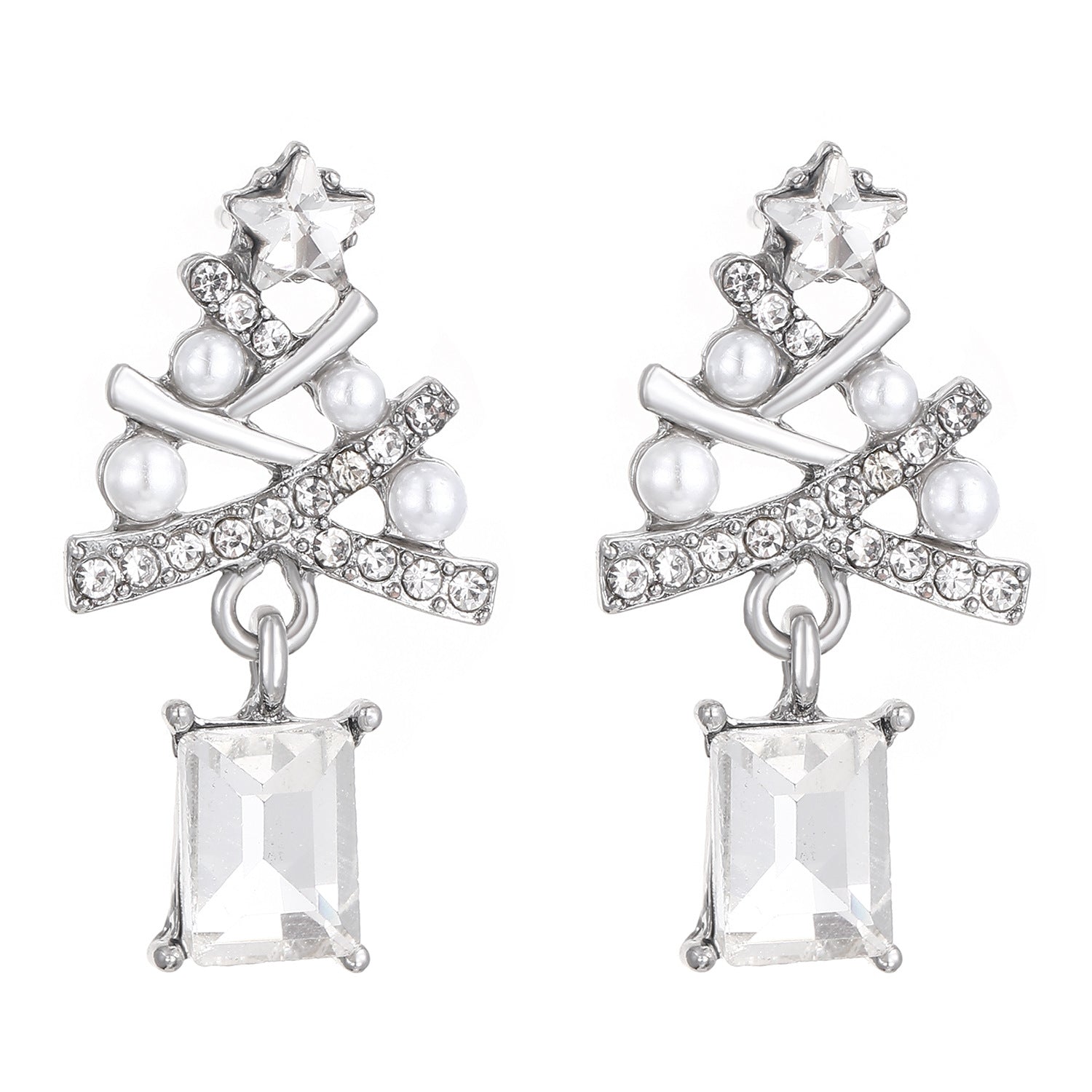 Wholesale Creative New Diamond Christmas Tree Earrings