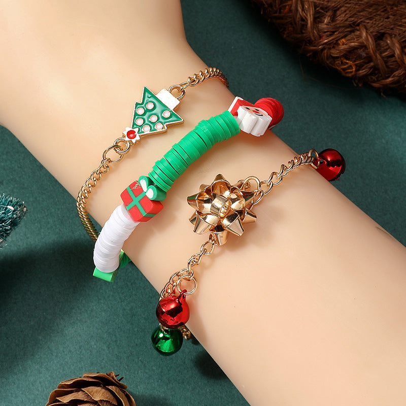 Wholesale Alloy Christmas Beaded Bracelet Set With  Bell Women S Fashion Jewelry Gift