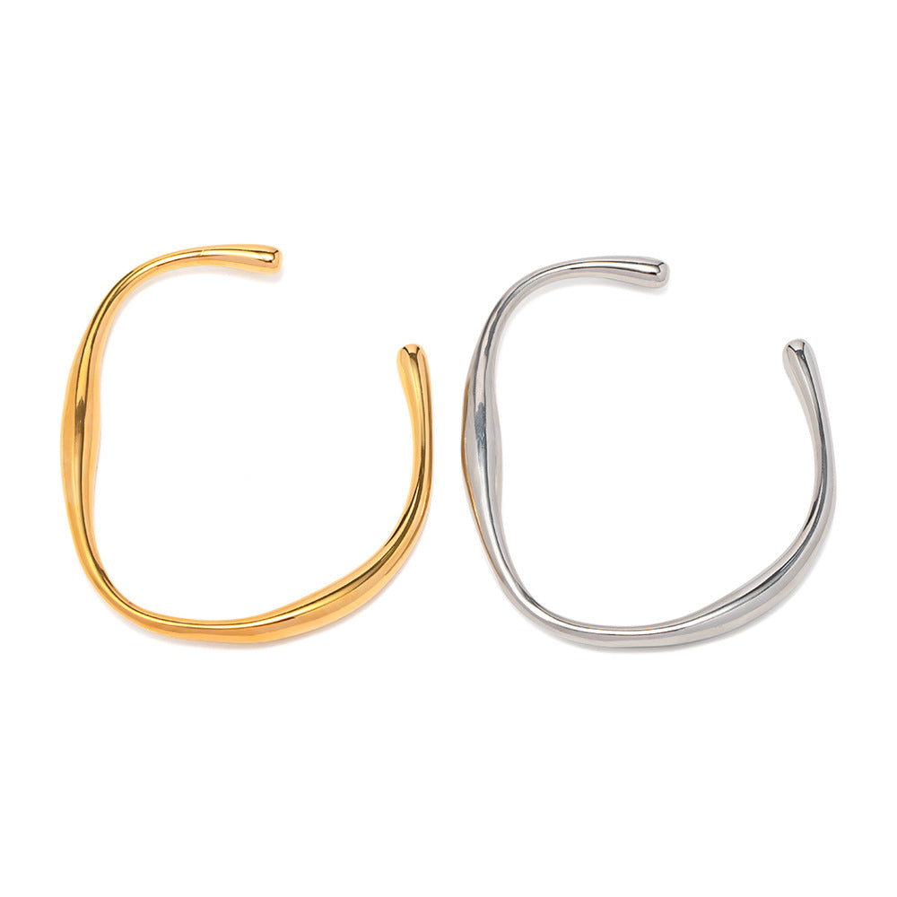 Wholesale Titanium Steel 18K Gold Stainless Steel Shaped Opening Bracelet