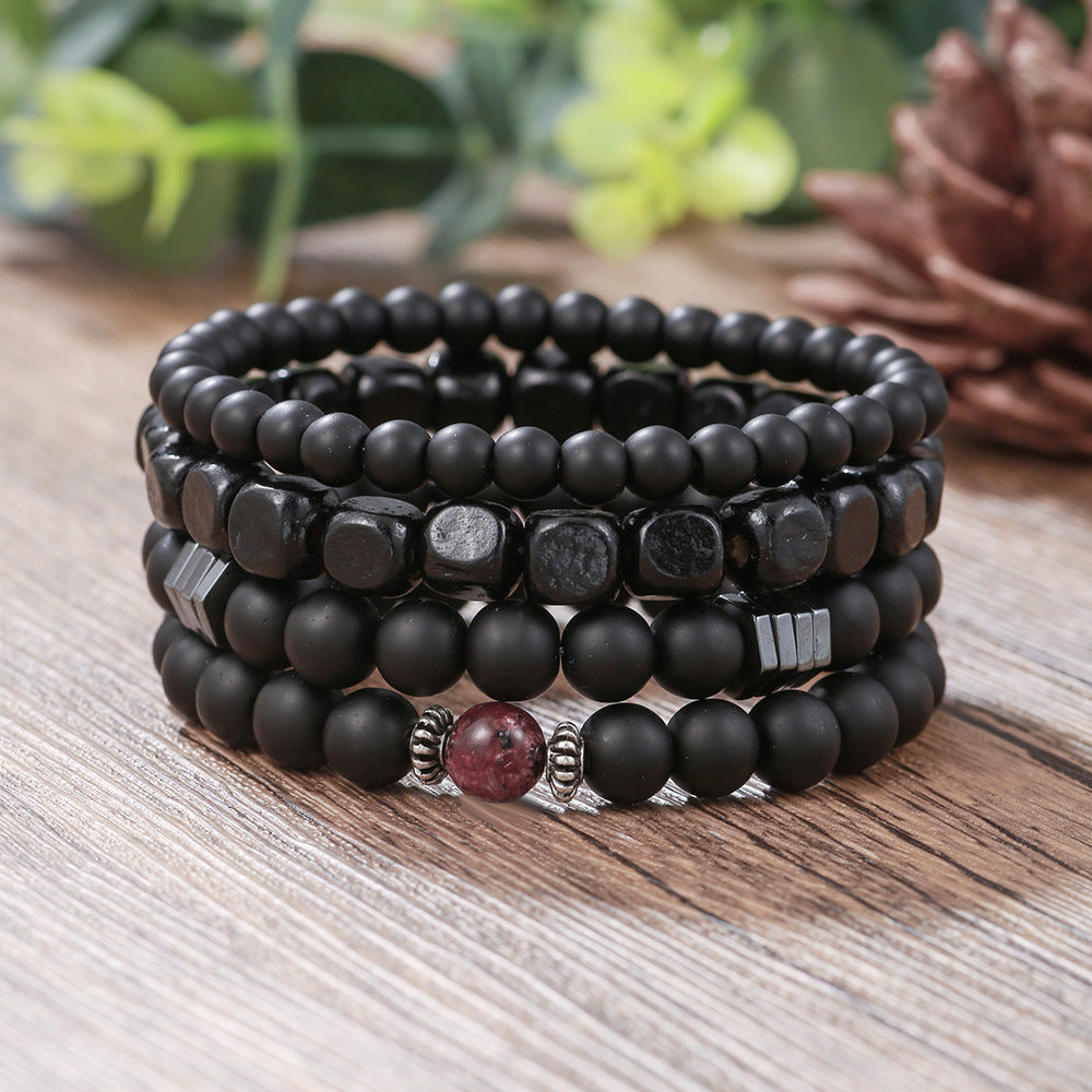 Wholesale New Men's Beaded Cross Bracelet Set