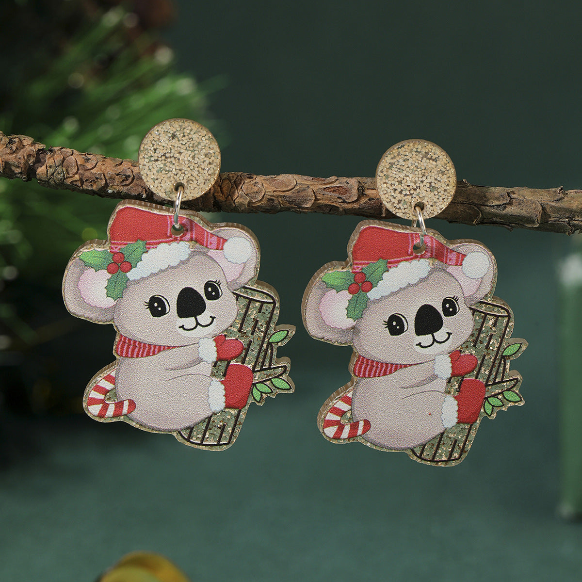 Wholesale Christmas tree earrings love acrylic Christmas ladies earrings