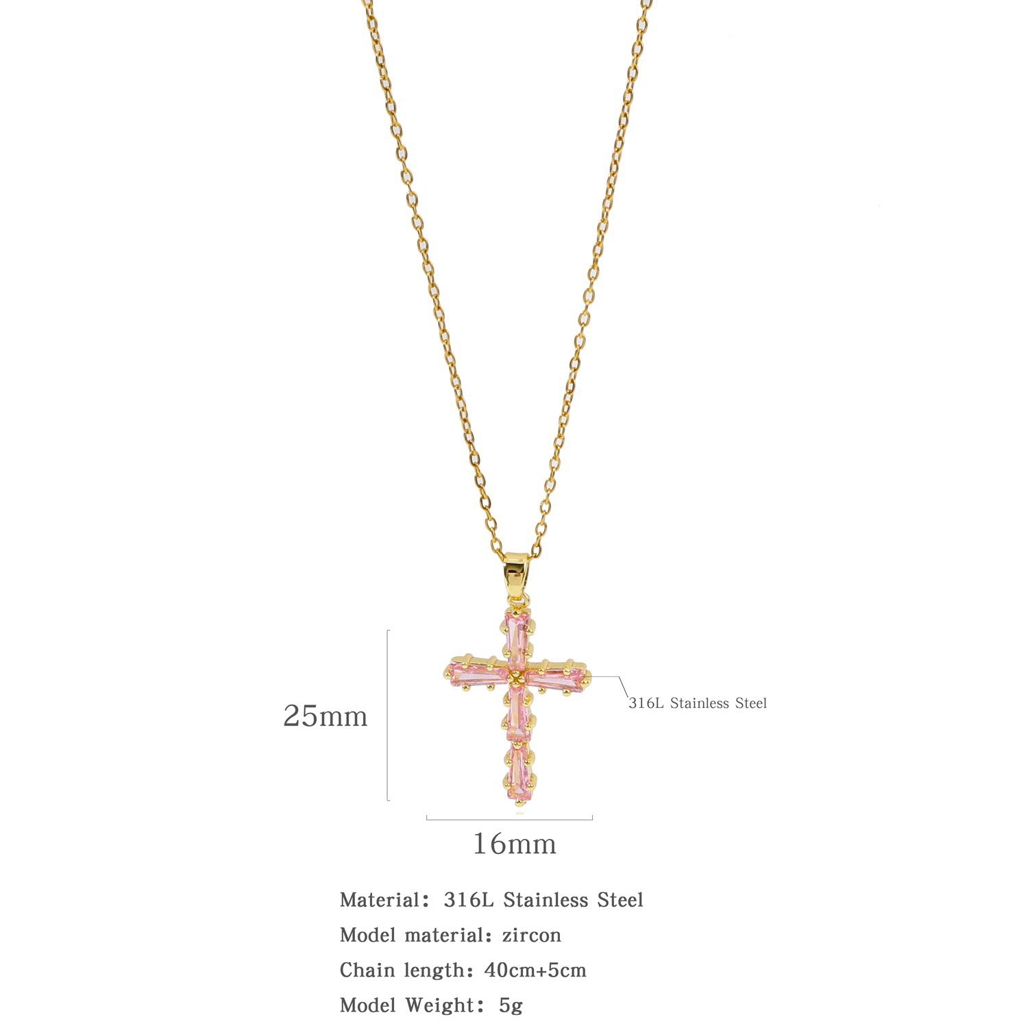 Wholesale Colorfulful Zircon Men' s and Women' s Cross Necklace Niche Design