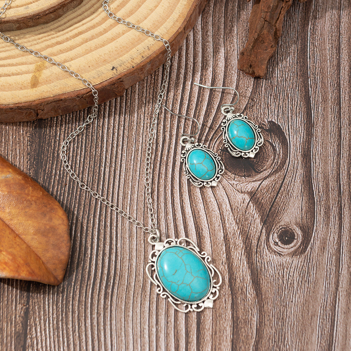 Wholesale Bohemian Turquoise Necklace Earring Set