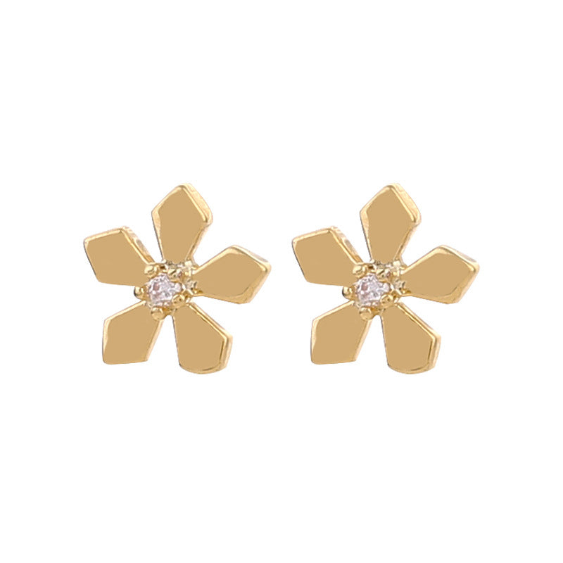 Wholesale s925 silver needle real gold electroplated gold copper inlaid zircon earrings