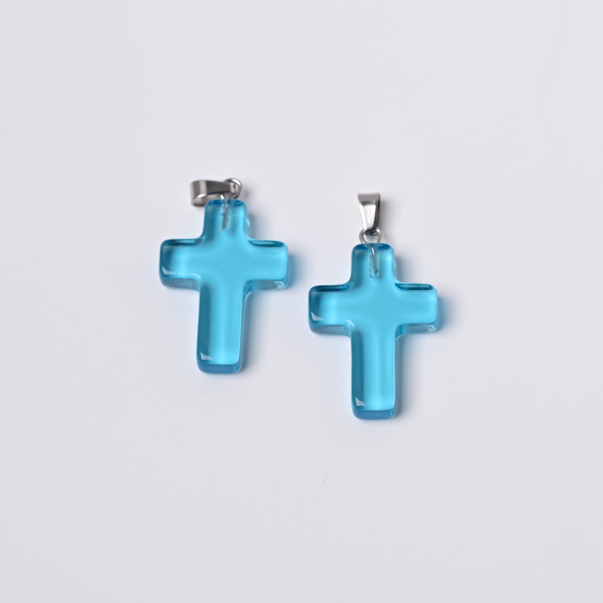 Wholesale Multicolor glass water drop cross pendant accessories DIY