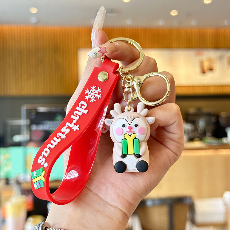 Wholesale Cartoon Santa Claus Soft Glue Cute Elk Keychain