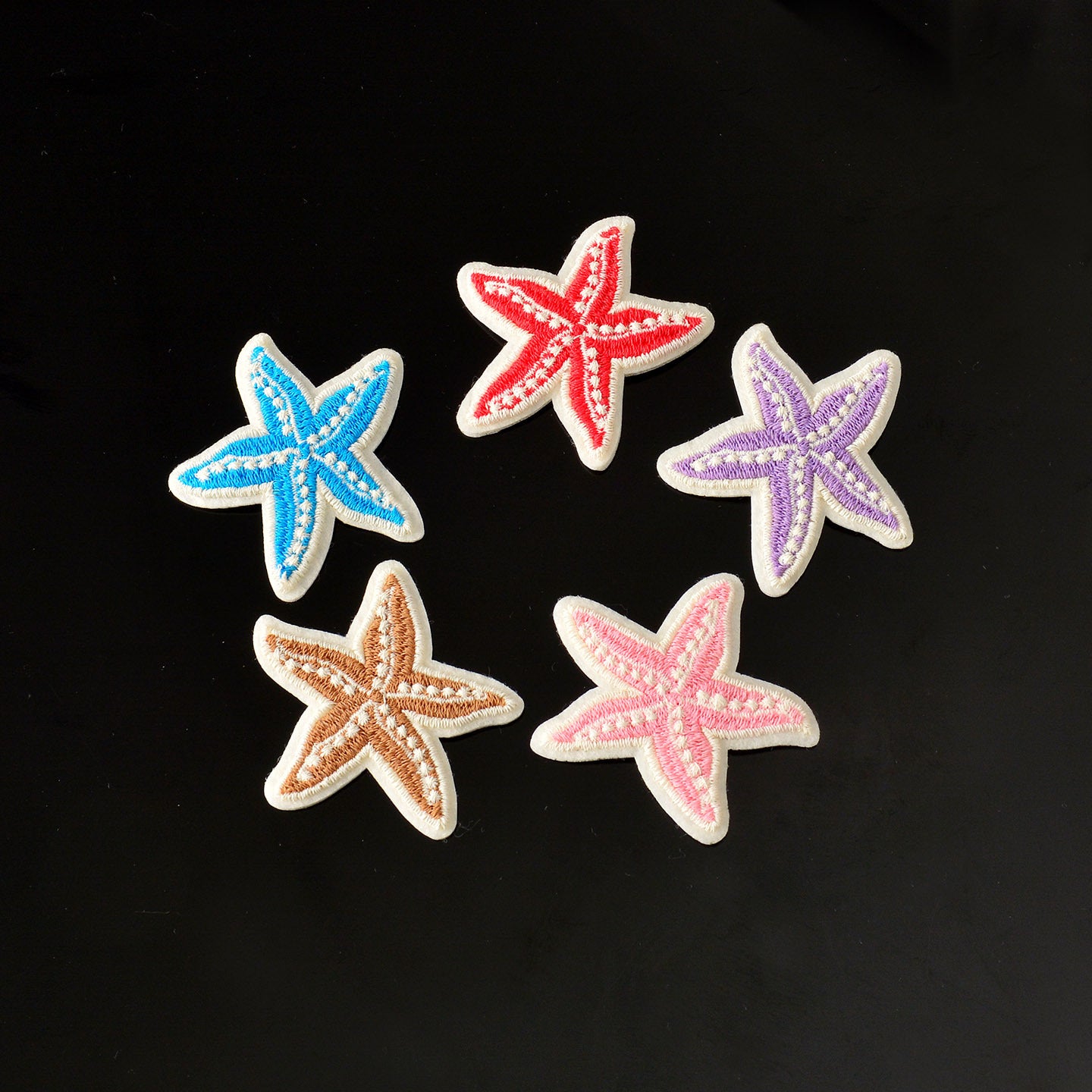 Wholesale Chic Sequin Embroidered Cartoon Starfish Patch DIY Decorative Sew On Applique For Bags Towels Clothing Repair