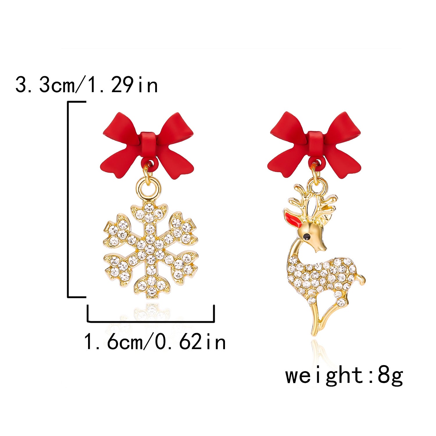 Wholesale Hot New Product Diamond Studded Santa Bell Snowflake Pendant Earrings