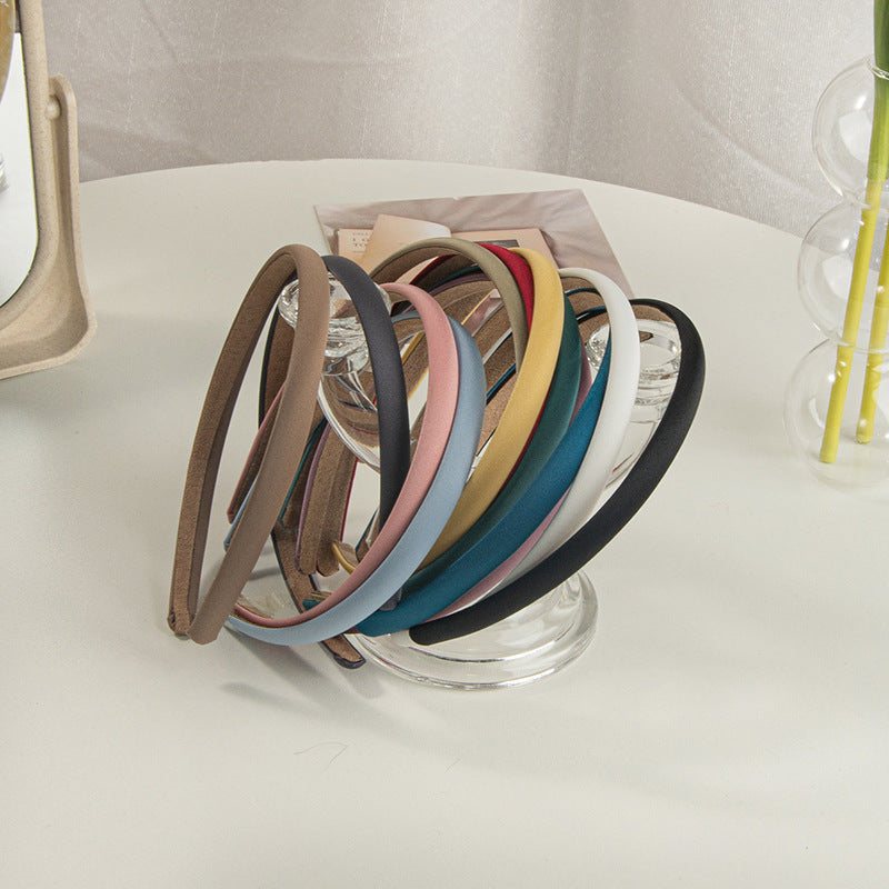 Wholesale Solid color retro satin thin headband sweet temperament hairpin