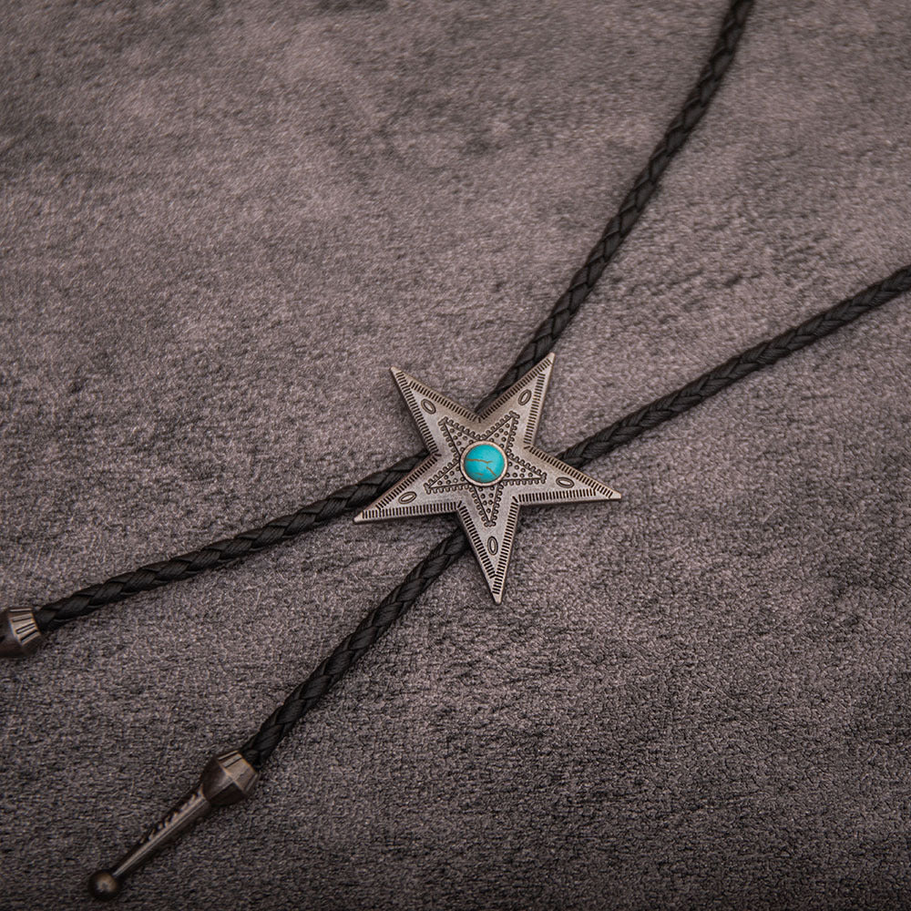 Wholesale Turquoise pattern five-pointed star alloy tie
