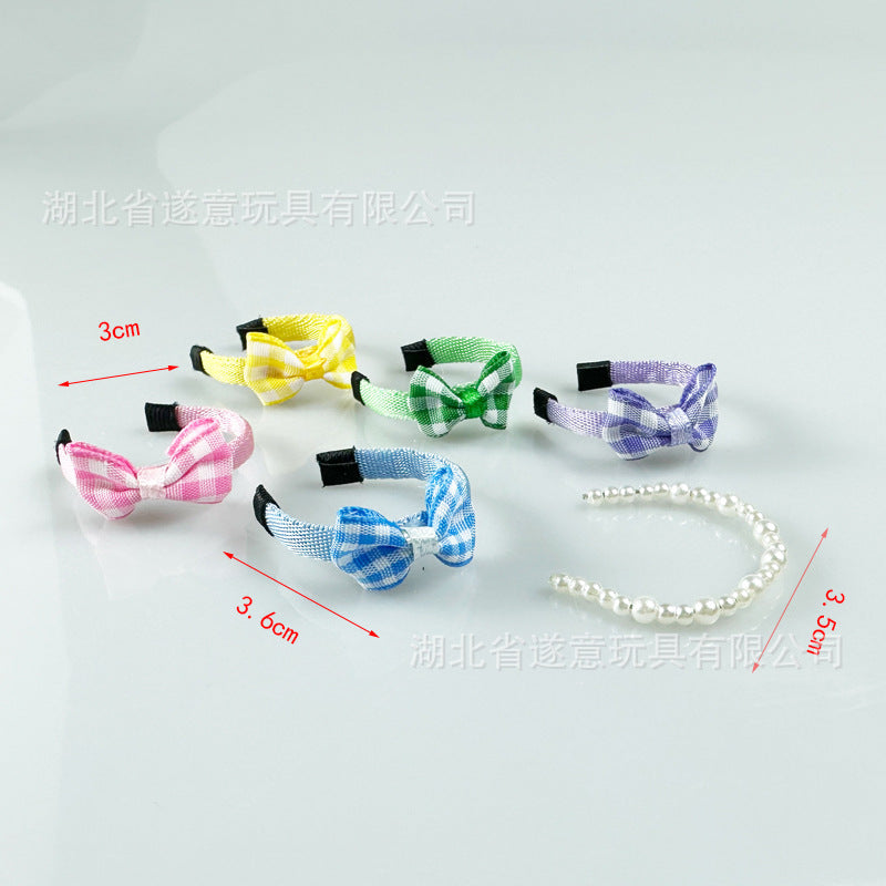 Wholesale 1:12 dollhouse dollhouse Accessories ob11 Handmade diy Dressing Scene Headband Hairband Pearl Hairpin