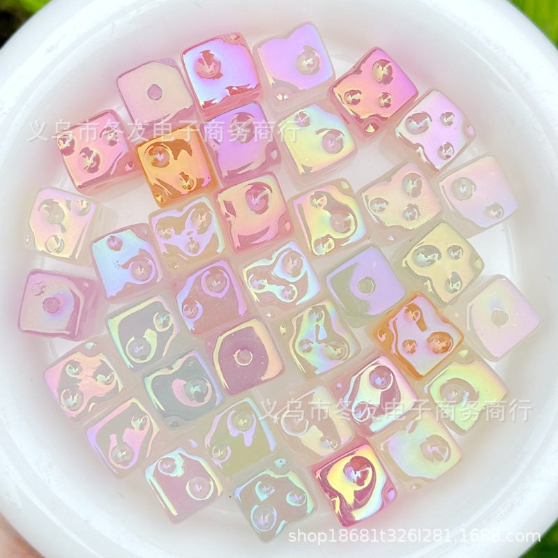 Wholesale 10pcs/pack Colorful Luminous Cheese Square Straight Hole Beads DIY Acrylic Beads