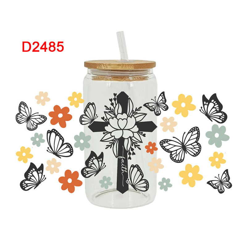 Wholesale Cartoon printing heat transfer Cup sticking 16OZ UV DTF WRAPS
