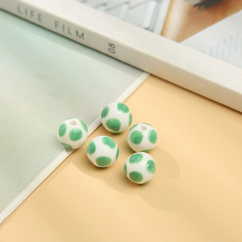 Wholesale 5pcs/pack Colorful Ball Ball Painted Ceramic Small Round Beads