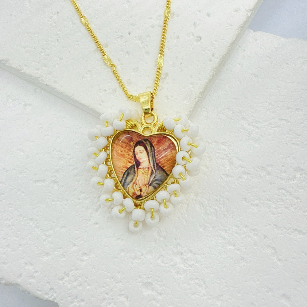 Wholesale Golden Rice Bead Love Pendant heart necklace