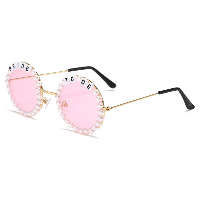 Wholesale Bridal Fashion Rhinestone Bride Peach Sunglasses
