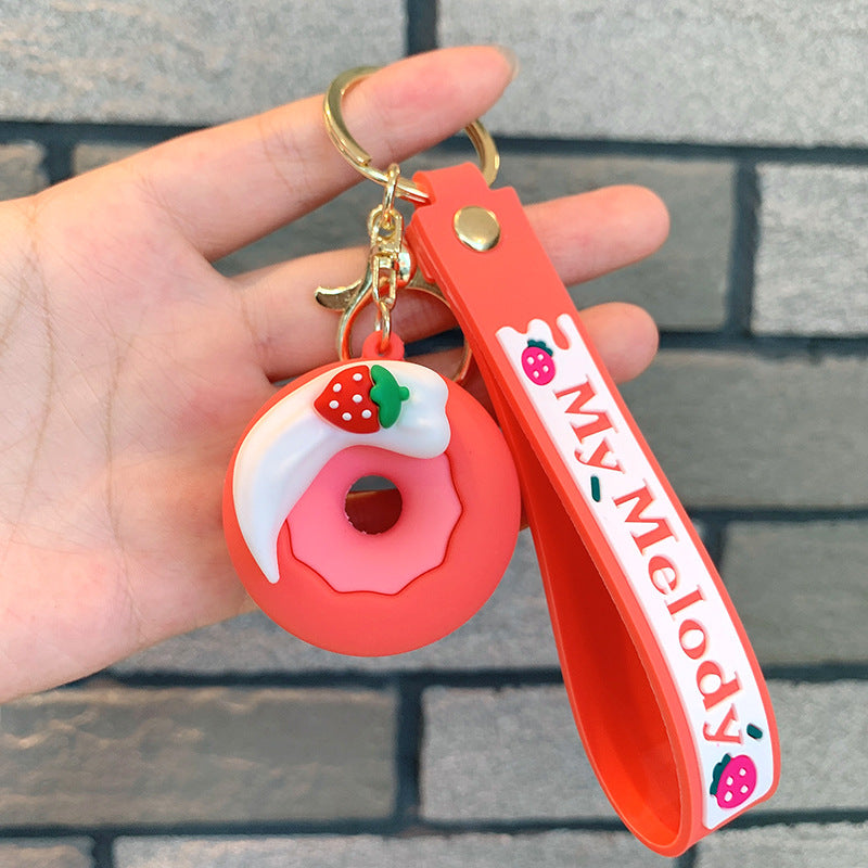 Wholesale Strawberry Donut Key Macaron Dessert Keychain