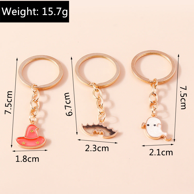 Wholesale Cartoon Halloween Cute Bat Pumpkin Hat Spooky Funny Keychain