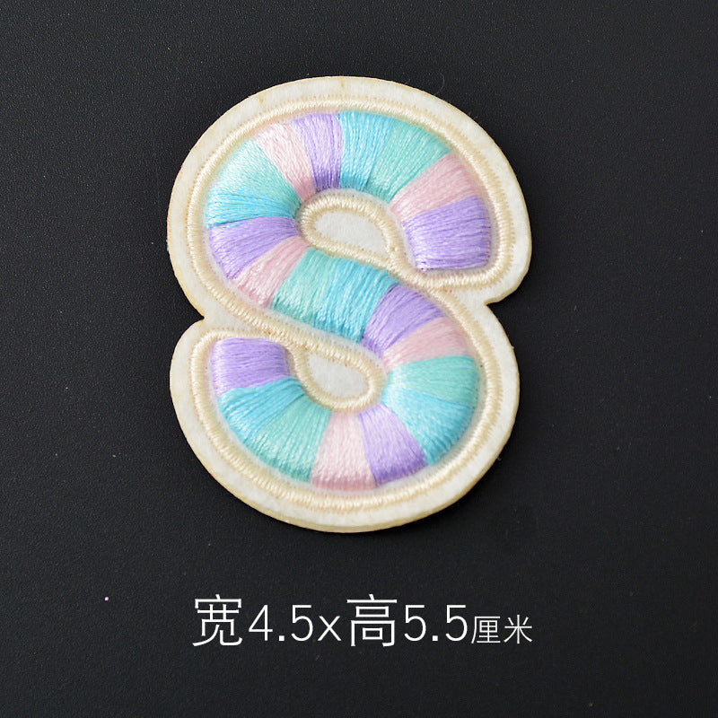 Wholesale Polyester 3D Embroidered Letter Patches Rainbow Self Adhesive DIY Fabric Appliques For Clothing Bags Shoes Hats Boutique Resale
