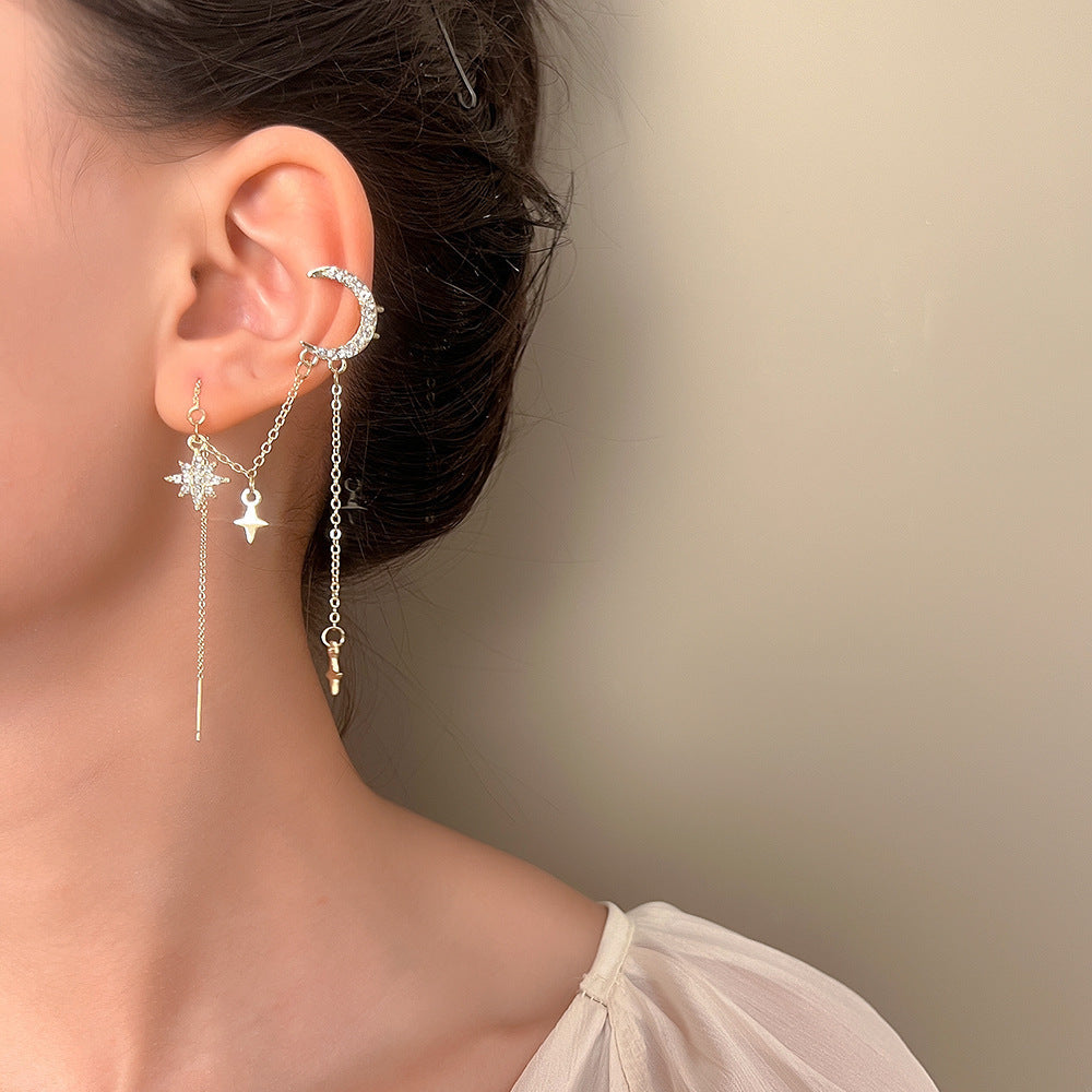 Wholesale Copper Electroplated Long Chain Tassel Ear Cuff Clip For Women No Piercing Stylish Everyday Jewelry Accessory