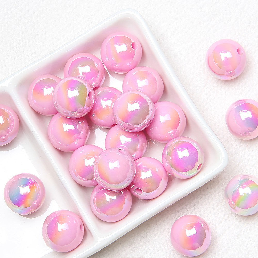 Wholesale 20pcs acrylic plated color beaded hand-painted beads ovules diy